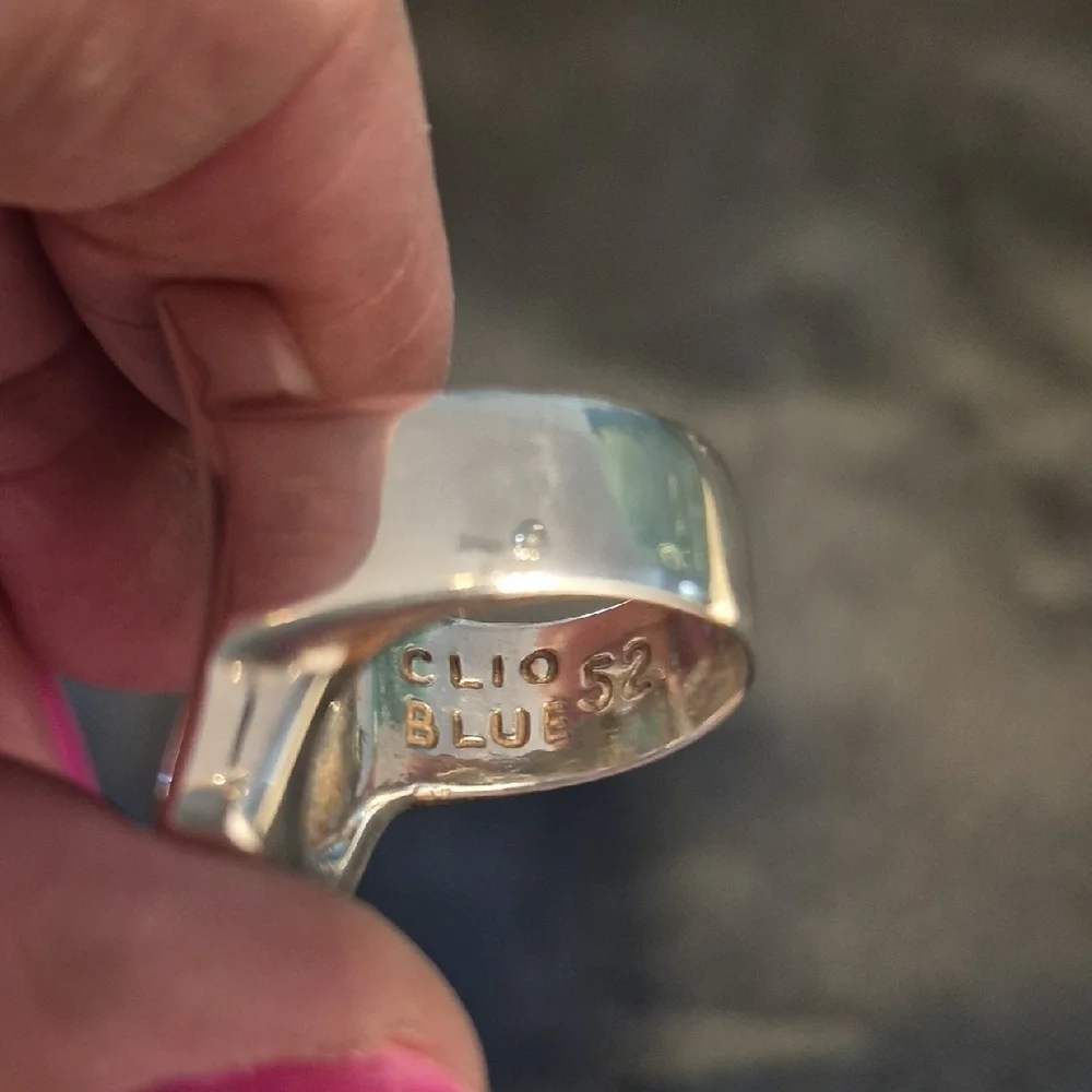 Clio Blue 52 925 Sterling Silver Geometric Ring Size 6